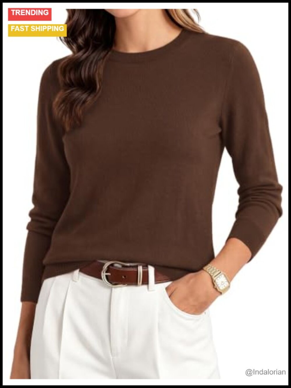Merino Wool Cashmere Crew Neck Pullover Sweater with Socks